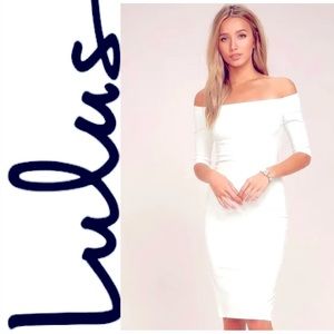 NWOT Lulus Off White Off Shoulder Midi Dress Small